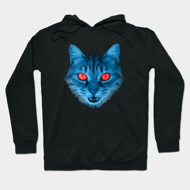 Blue Cat 3D with Red Eyes Gift for Cats Lover Hoodie by FoolDesign